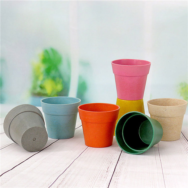 Round Flower at Plant Bamboo Fiber Flower Pots