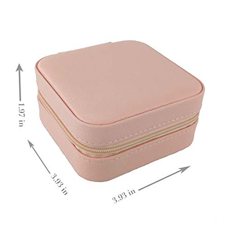 Square Shape Mini Leather Organizer Travel Storage Jewelry Carrying Case para sa Necklace Earrings Bracelets Rings